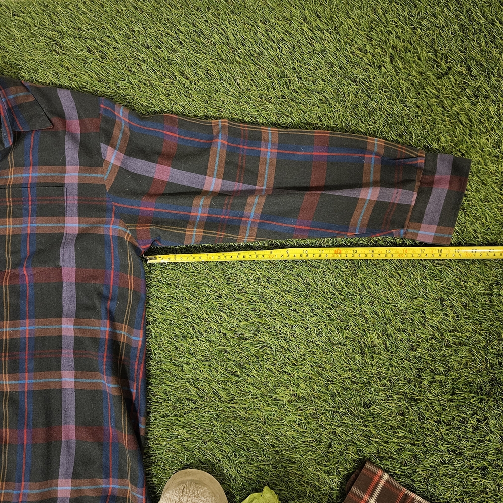 Men's Multicolor Plaid Button-Down Shirt Flannel Pendelton Style Vintage 70s 80s - Picture 6 of 11